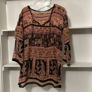 Sheer cotton print Path of the Spirit XL print tunic, hard to find, great cond.